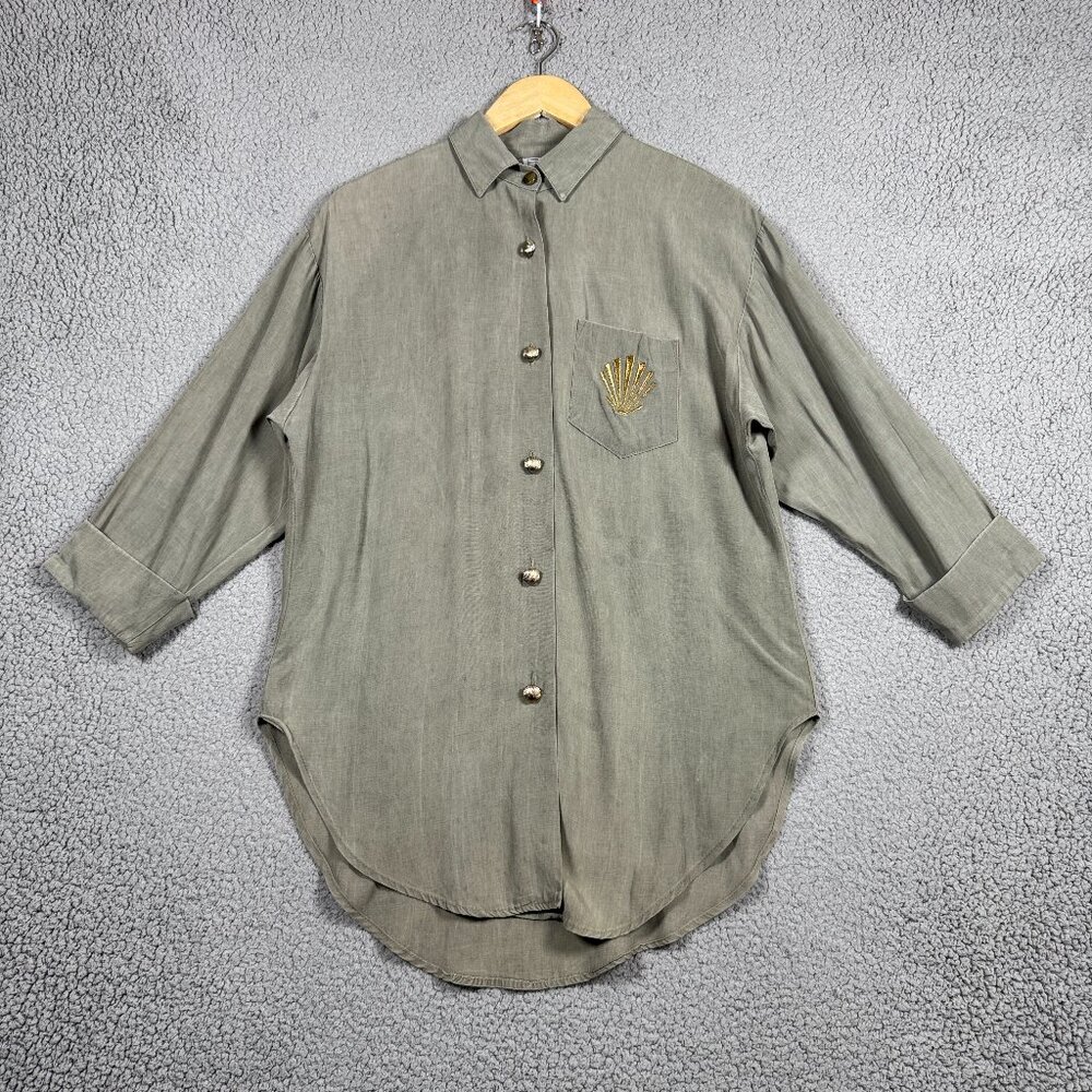 Vintage R&M Richards By Karen Kwong Top Size 6 Round Hem Loose Seashell Coasta